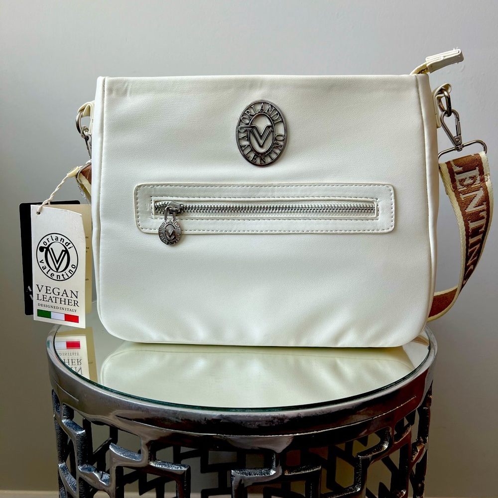 Brand new Valentino Orlandi Vegan Leather Satchel in white comes with a wallet